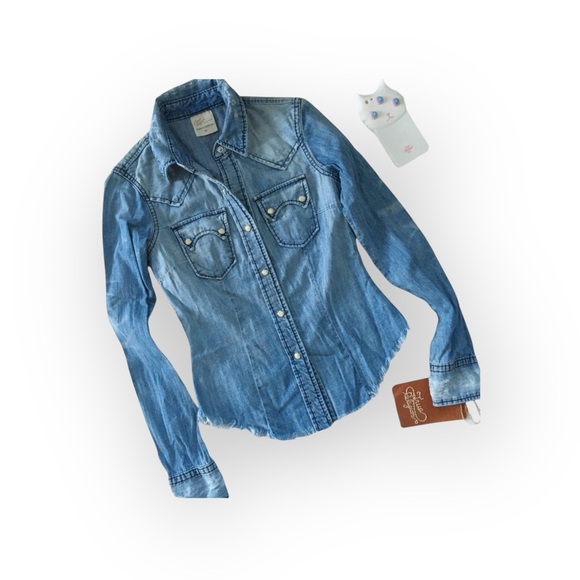 new True Religion ʊ Lucy Denim Button Down Western Inspired Shirt ʊ Sundance XS - Picture 8 of 16